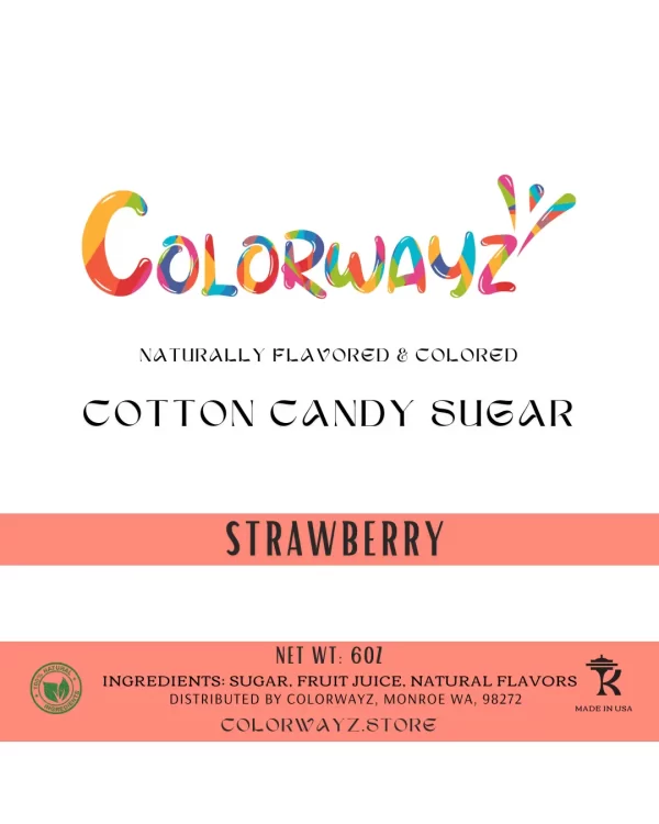 "Label for Colorwayz Strawberry Cotton Candy Sugar,