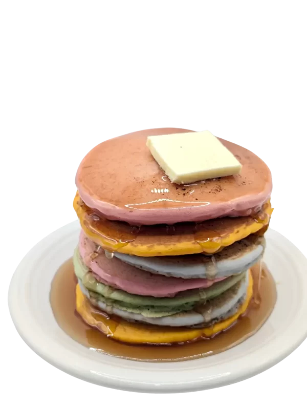 Stack of colorful pancakes made with Colorwayz's best pancake mix, featuring natural food coloring for a vibrant, delicious breakfast without artificial dyes