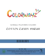 Close-up of Colorwayz Blueberry Cotton Candy Sugar label, showcasing natural ingredients and vibrant blueberry flavor for spinning candy floss and fairy floss.