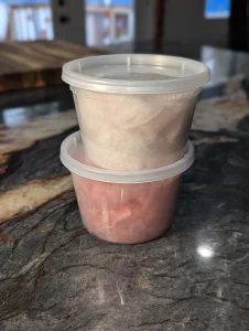 Cotton Candy stored in Deli containers