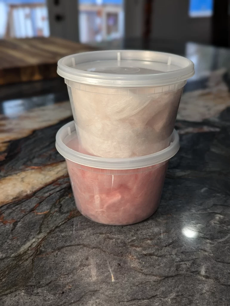 Cotton Candy stored in Deli containers