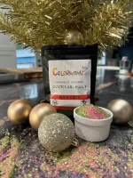 Colorwayz red & green cocktail salt, perfect for holiday gatherings, showcased alongside festive ornaments and greenery.